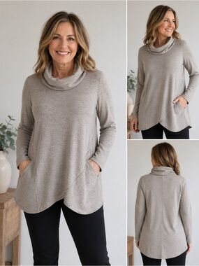 J Jill Pure Jill Beige Funnel Neck Sweater size XS